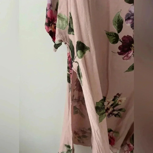 Made in Italy linen floral tunic top open side - Picture 6 of 12